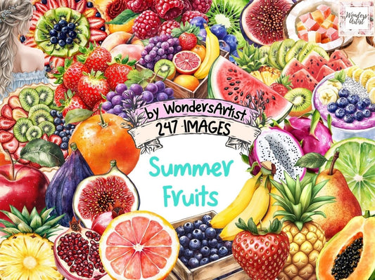 Summer Fruits Watercolor Clipart Berry Clipart PNG - Wonders Artist