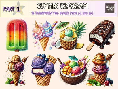 Summer Ice Cream (P1) Clipart cute dessert png - Wonders Artist