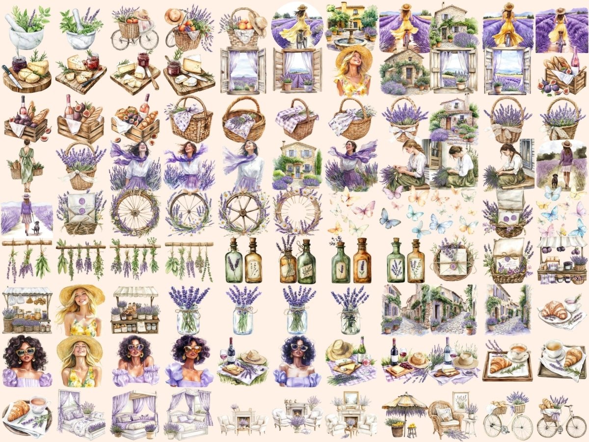 Summer in Provence Watercolor Clipart countryside clipart france clipart french clipart - WondersArtist