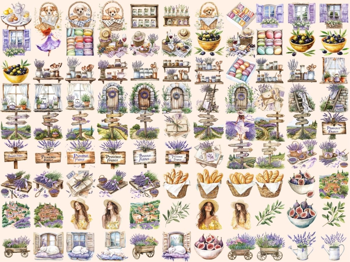 Summer in Provence Watercolor Clipart countryside clipart france clipart french clipart - WondersArtist