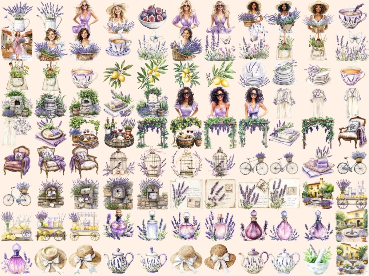 Summer in Provence Watercolor Clipart countryside clipart france clipart french clipart - WondersArtist