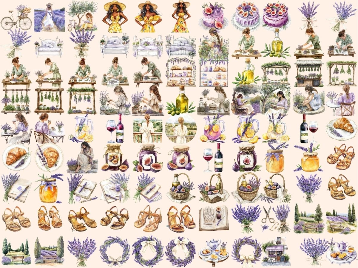 Summer in Provence Watercolor Clipart countryside clipart france clipart french clipart - WondersArtist