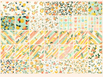 Summer Orchard Seamless Pattern Digital Papers apple print - Wonders Artist