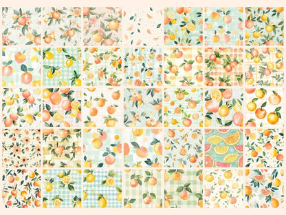 Summer Orchard Seamless Pattern Digital Papers apple print - Wonders Artist