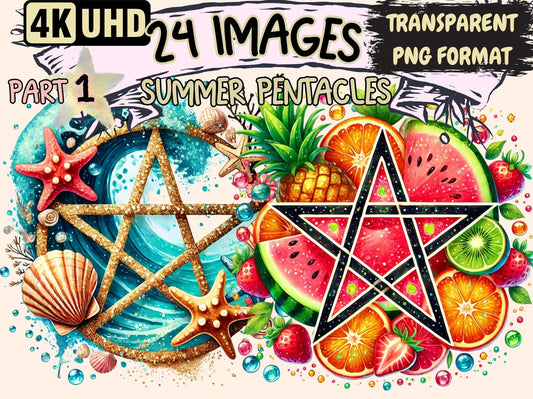 Summer Pentacles Clipart - High - Quality Instant Digital Download for Creative Projects