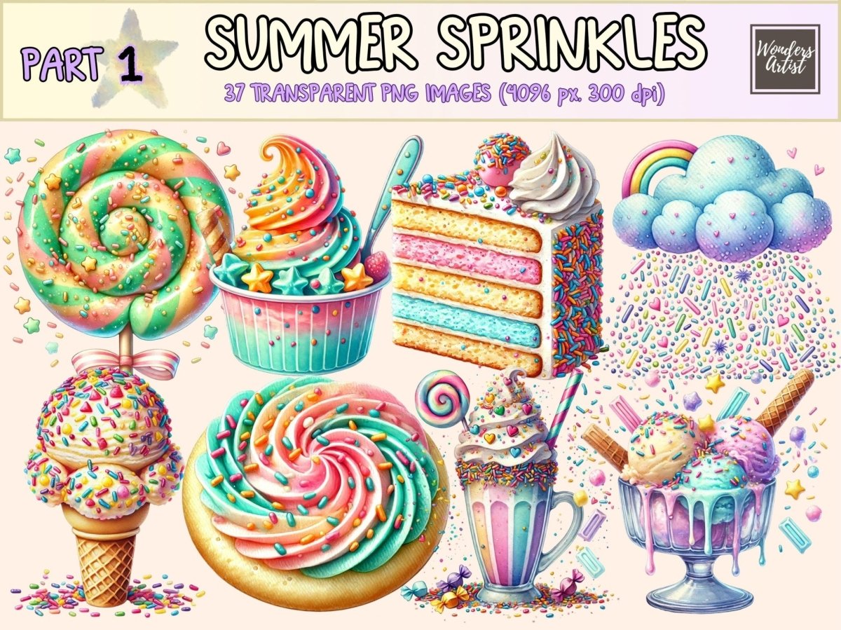 Summer Sprinkles Clipart cake clipart candy clipart cupcake clipart - WondersArtist