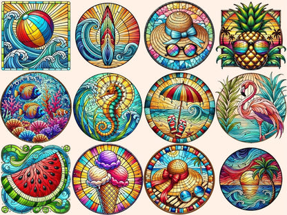 Summer Stained Glass (P1) Clipart beach glass clipart - Wonders Artist