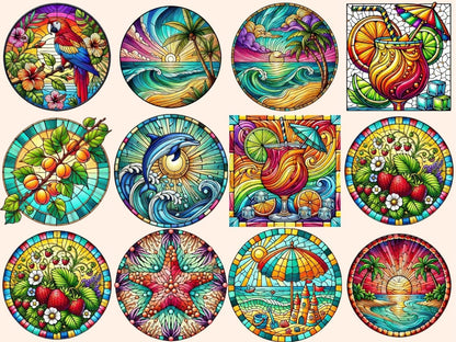 Summer Stained Glass (P2) Clipart beach glass clipart - Wonders Artist