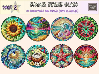 Summer Stained Glass (P2) Clipart beach glass clipart - Wonders Artist
