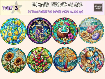 Summer Stained Glass (P3) Clipart beach glass clipart - Wonders Artist