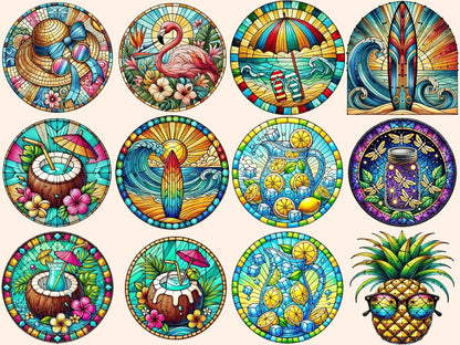 Summer Stained Glass (P3) Clipart beach glass clipart - Wonders Artist