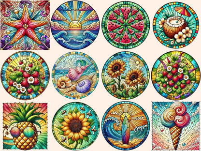 Summer Stained Glass (P3) Clipart beach glass clipart - Wonders Artist