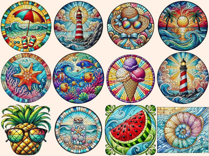 Summer Stained Glass (P4) Clipart beach glass clipart - Wonders Artist