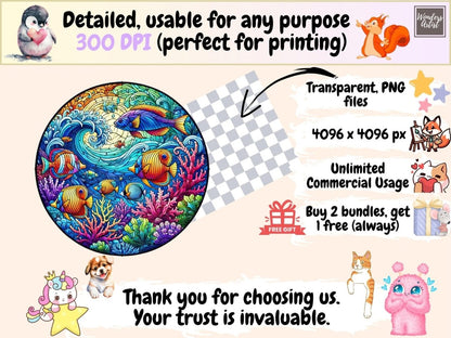 Summer Stained Glass (P4) Clipart beach glass clipart - Wonders Artist