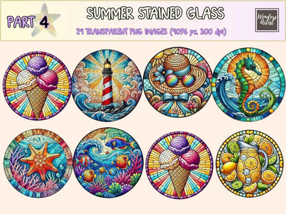 Summer Stained Glass (P4) Clipart beach glass clipart - Wonders Artist