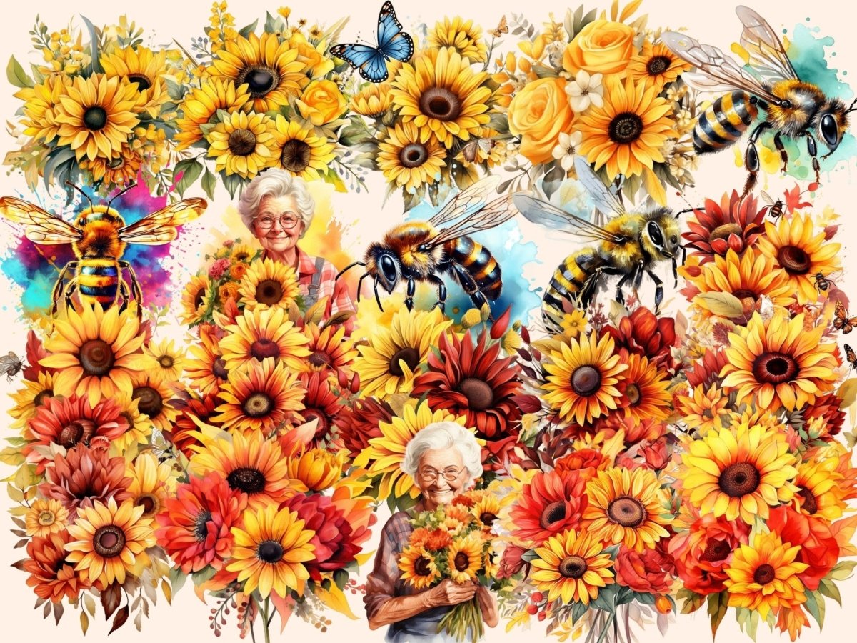 Sunflower Bouquets Watercolor Clipart bouquet clipart - Wonders Artist