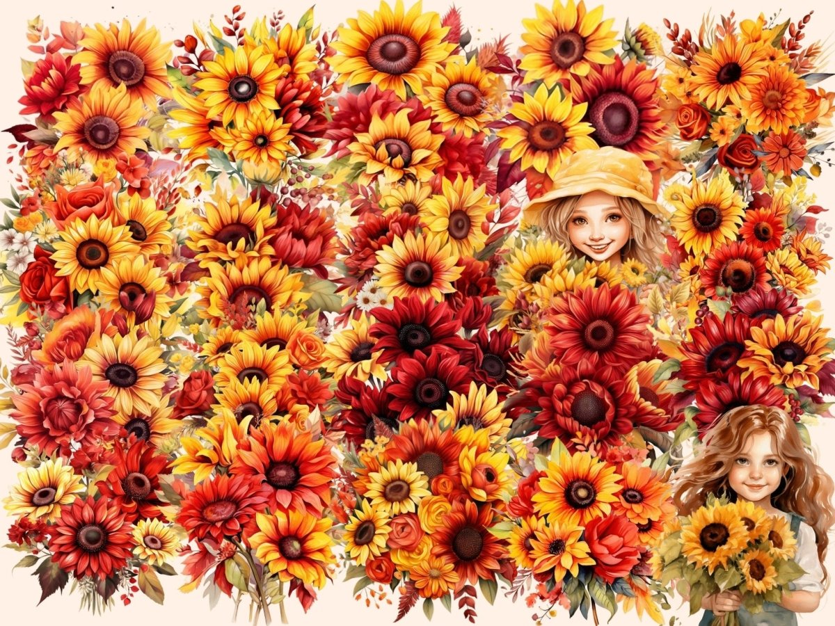Sunflower Bouquets Watercolor Clipart bouquet clipart - Wonders Artist