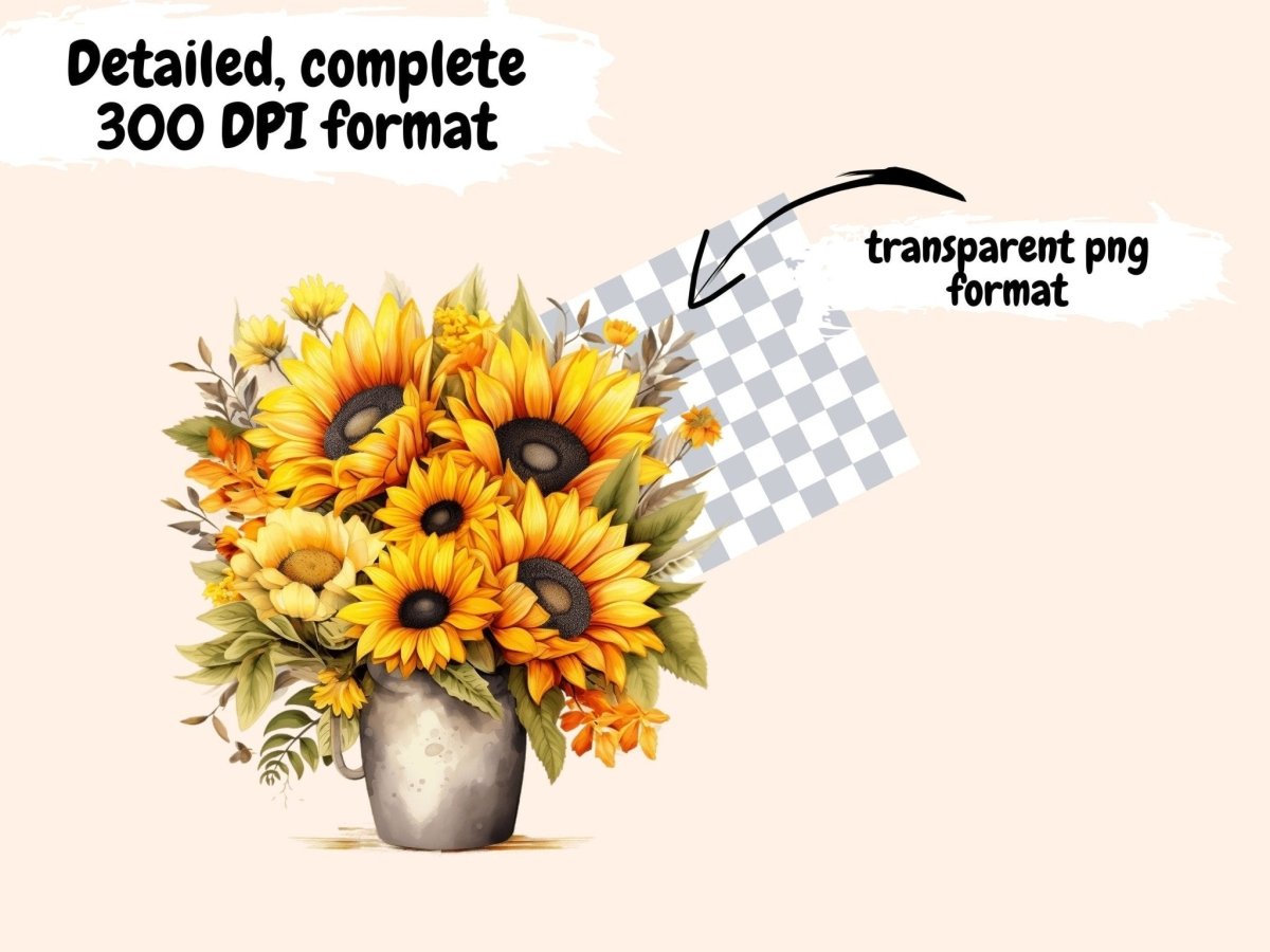 Sunflower Bouquets Watercolor Clipart bouquet clipart - Wonders Artist