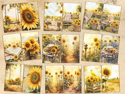 Sunflower Field Journal Pages (P1) Field Ephemera - Wonders Artist