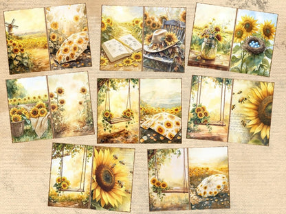 Sunflower Field Journal Pages (P1) Field Ephemera - Wonders Artist