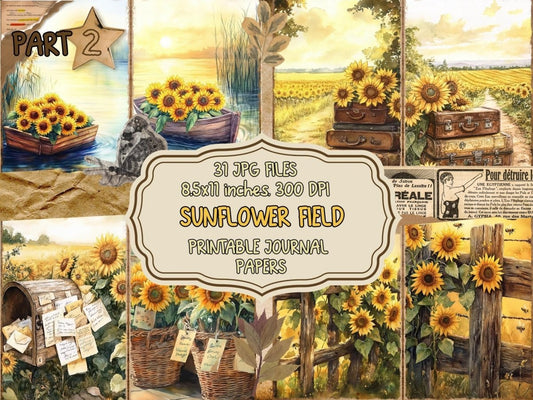 Sunflower Field Journal Pages (P2) Field Ephemera - Wonders Artist