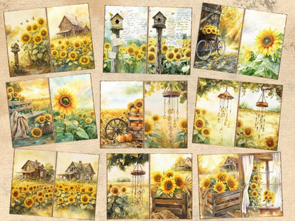Sunflower Field Journal Pages (P3) Field Ephemera - Wonders Artist