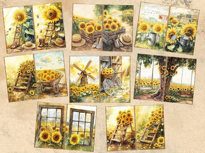 Sunflower Field Journal Pages (P3) Field Ephemera - Wonders Artist