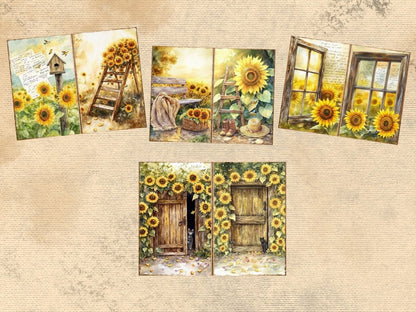Sunflower Field Journal Pages (P3) Field Ephemera - Wonders Artist
