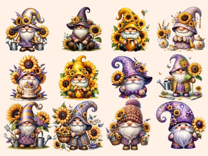 Sunflower Gnomes Clipart cartoon gnomes - Wonders Artist
