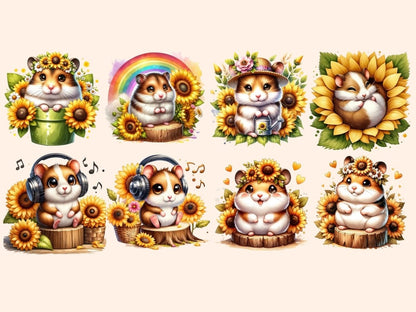 Sunflower Hamsters Clipart Cute hamster art - Wonders Artist
