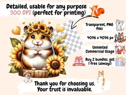 Sunflower Hamsters Clipart Cute hamster art - Wonders Artist