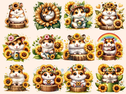 Sunflower Hamsters Clipart Cute hamster art - Wonders Artist