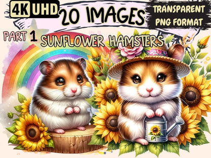 Sunflower Hamsters Clipart Cute hamster art - Wonders Artist