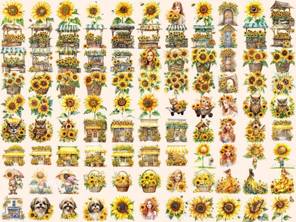 Sunflowers Watercolor Clipart summer sunflowers - Wonders Artist