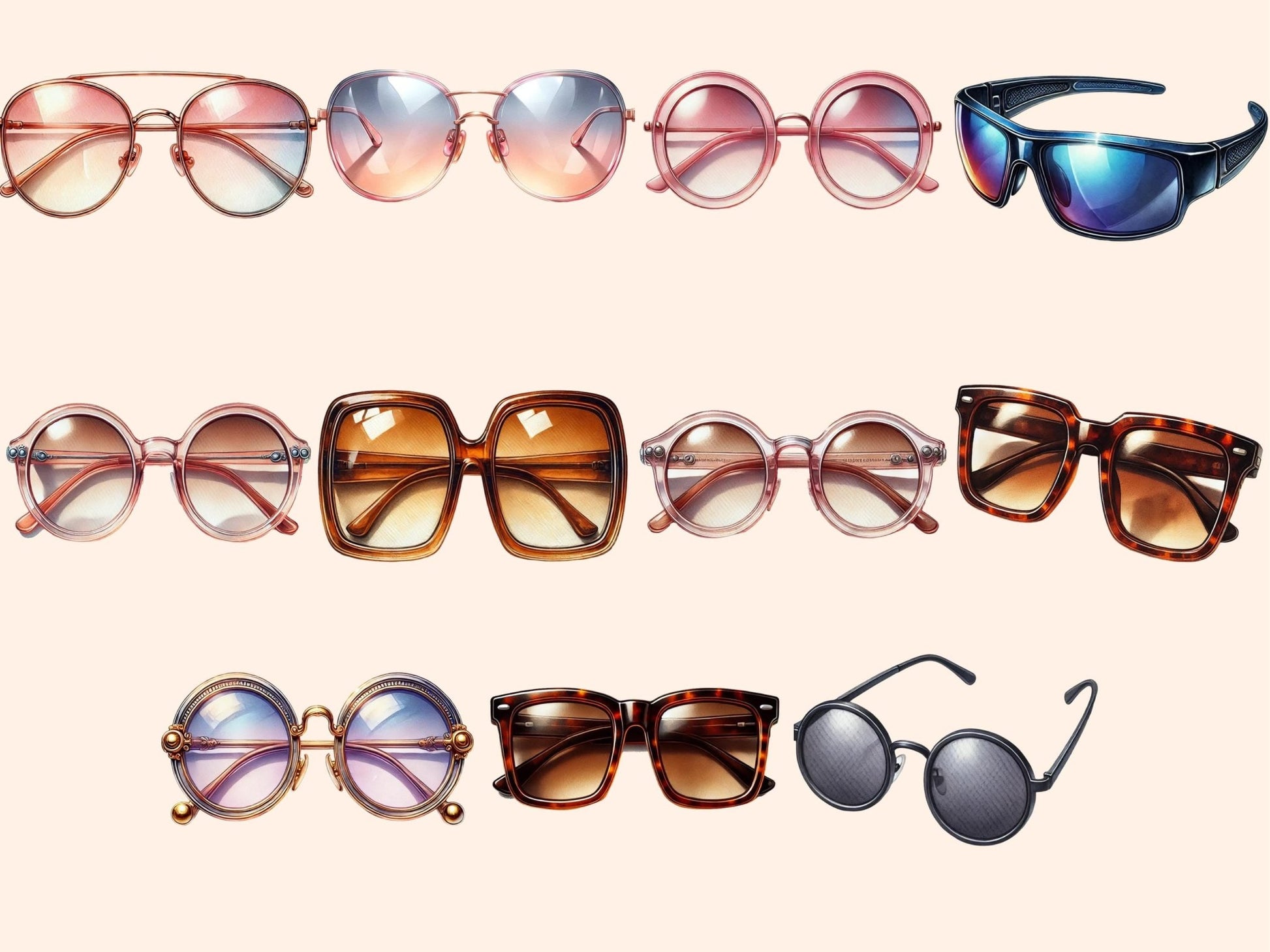 Sunglasses Clipart - High - Quality Instant Digital Download for Creative Projects