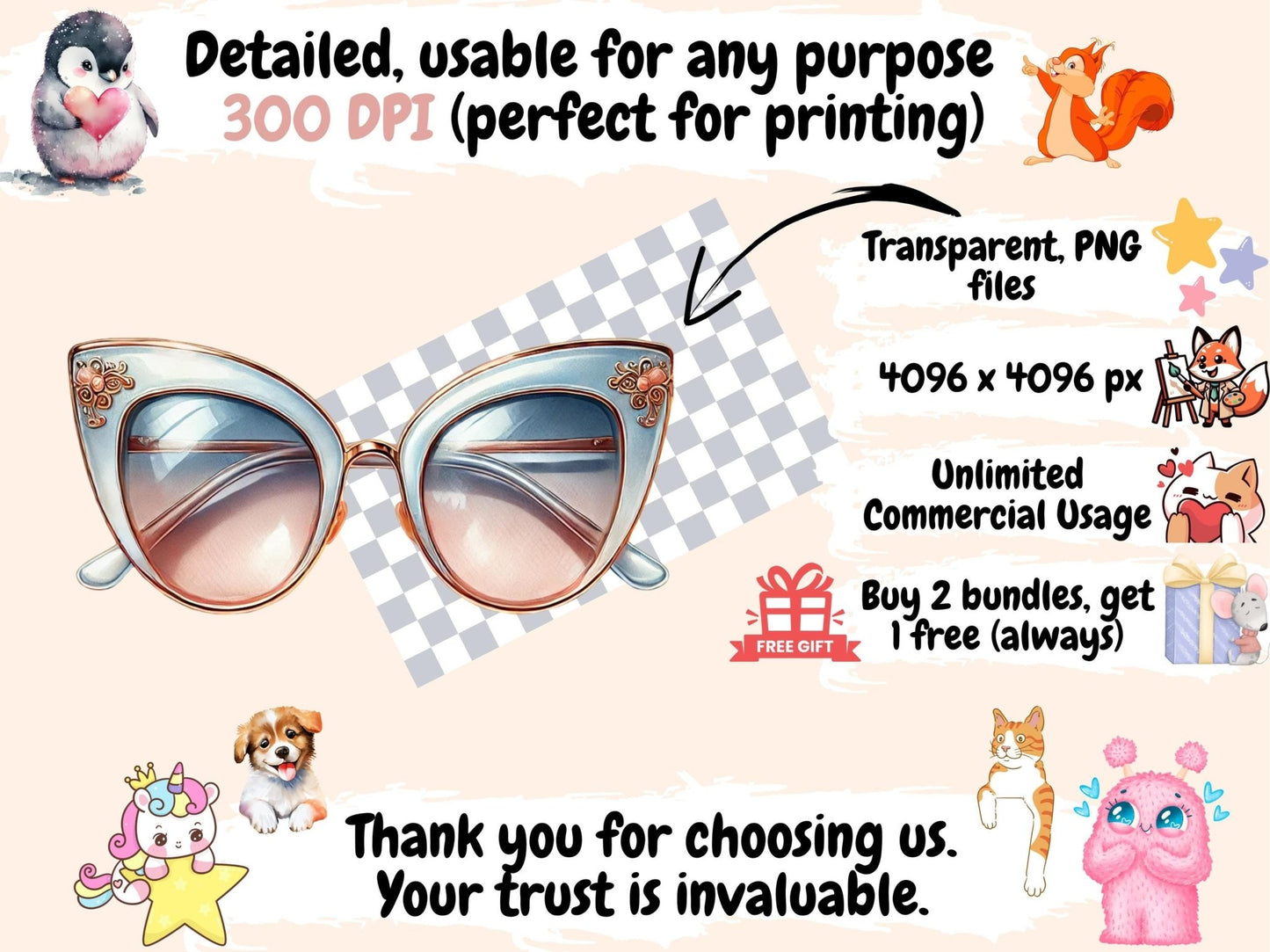 Sunglasses Clipart - High - Quality Instant Digital Download for Creative Projects