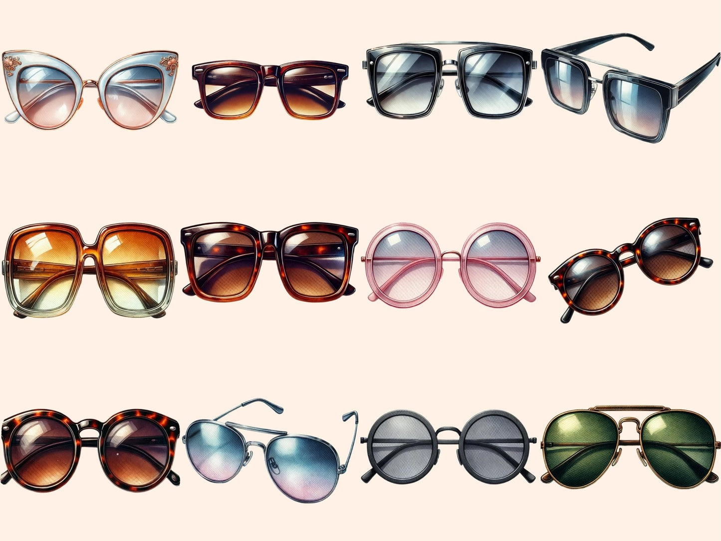 Sunglasses Clipart - High - Quality Instant Digital Download for Creative Projects