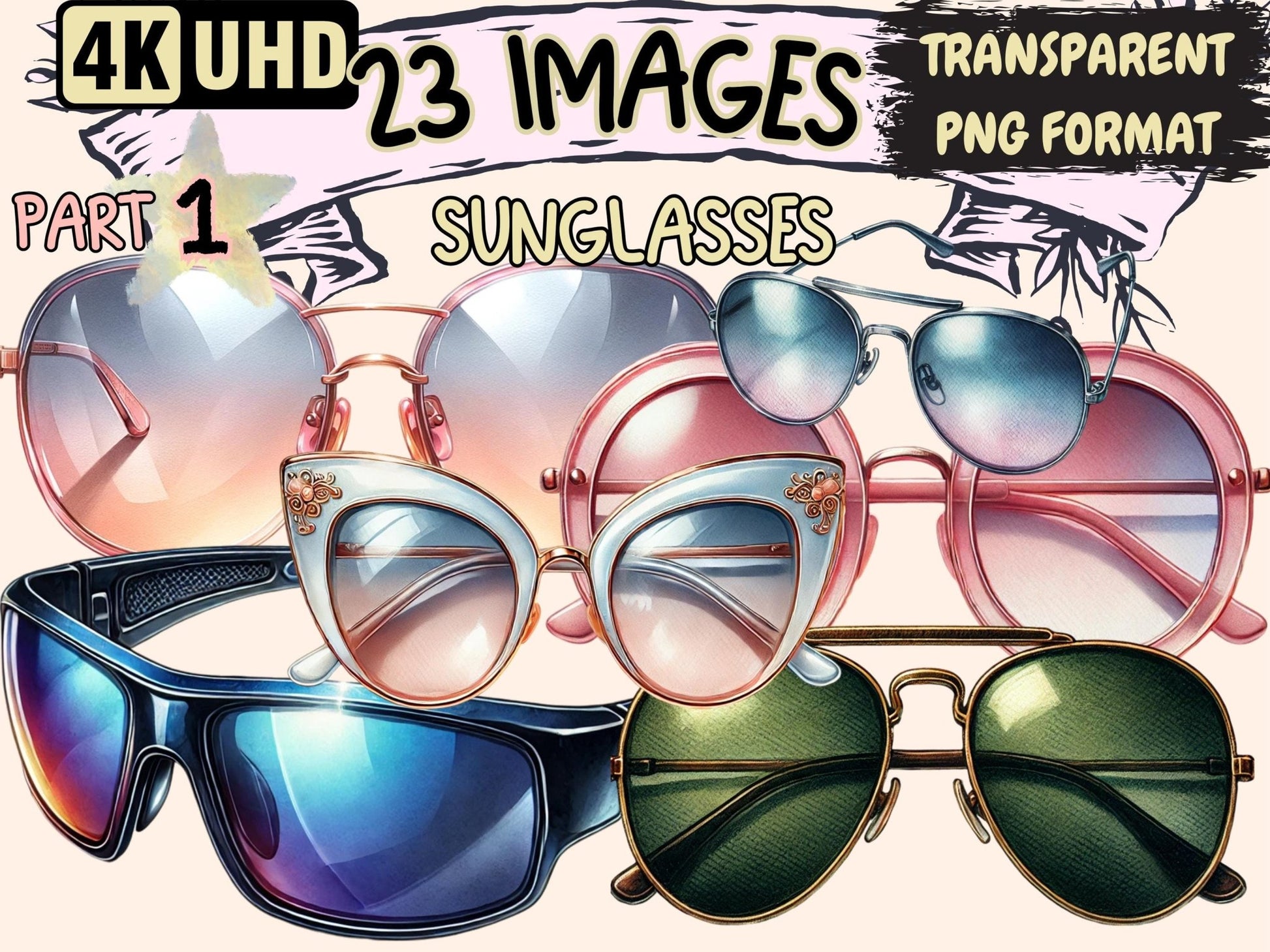 Sunglasses Clipart - High - Quality Instant Digital Download for Creative Projects