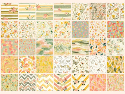 Sunlit Meadow Seamless Pattern Digital Papers blooming field - Wonders Artist