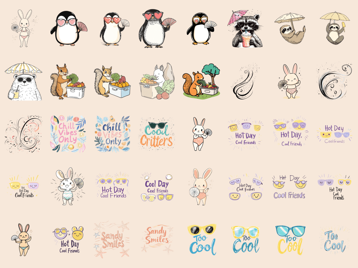 Sunny Animals Cardmaking Clipart All Bundles Cardmaking Clipart - WondersArtist