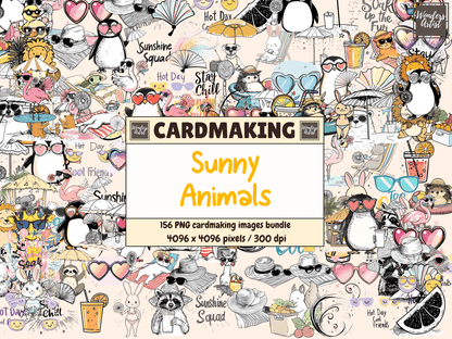 Sunny Animals Cardmaking Clipart All Bundles Cardmaking Clipart - WondersArtist