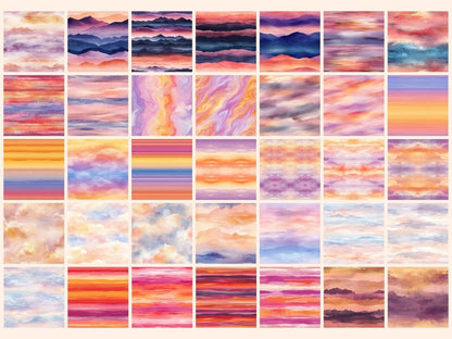 Sunset Ombre Skies Seamless Pattern Digital Papers digital paper dreamy sky paper evening sky print - WondersArtist