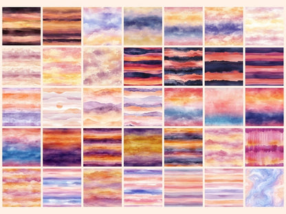 Sunset Ombre Skies Seamless Pattern Digital Papers digital paper dreamy sky paper evening sky print - WondersArtist