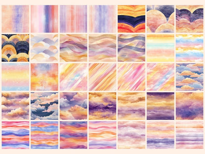 Sunset Ombre Skies Seamless Pattern Digital Papers digital paper dreamy sky paper evening sky print - WondersArtist