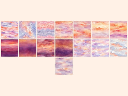 Sunset Ombre Skies Seamless Pattern Digital Papers digital paper dreamy sky paper evening sky print - WondersArtist