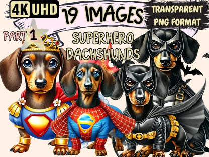 Superhero Dachshunds Clipart dachshund artwork - Wonders Artist