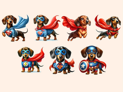 Superhero Dachshunds Clipart dachshund artwork - Wonders Artist