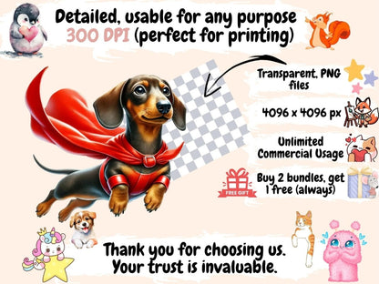 Superhero Dachshunds Clipart dachshund artwork - Wonders Artist