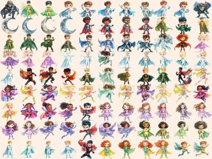 Superhero Kids Watercolor Clipart Comic Book Kids - Wonders Artist