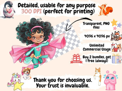 Superhero Kids Watercolor Clipart Comic Book Kids - Wonders Artist